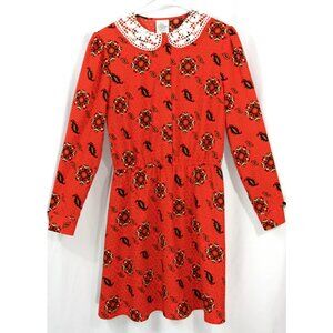 Vintage Golden Girls Floral Lace Collar Shirtwaist Dress PM S 1980s Grannycore